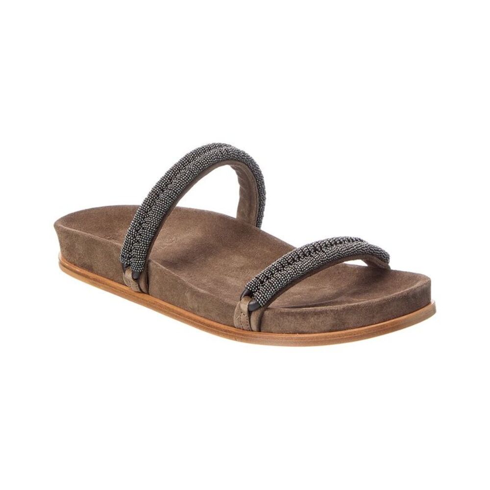 Brunello Cucinelli Suede Sandal, Brown